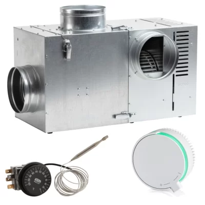 Set Ventilator semineu profesional 370 bypass – GEN II + Regulator electronic Alb Rotund + Termostat