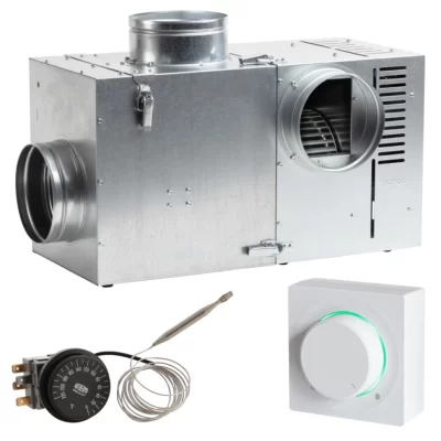 Set Ventilator semineu profesional 660 bypass – GEN II +Regulator electronic Alb Patrat + Termostat