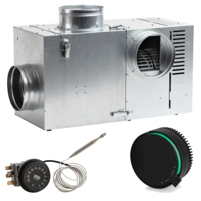 Set Ventilator semineu profesional 660 bypass – GEN II +Regulator electronic Negru Rotund + Termostat