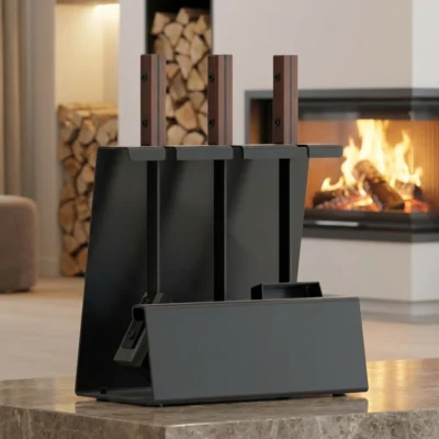 Set 3 ustensile cu suport si manere lemn – S270